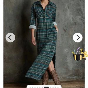 Plaid Maxi Dress in Green by [Brand]